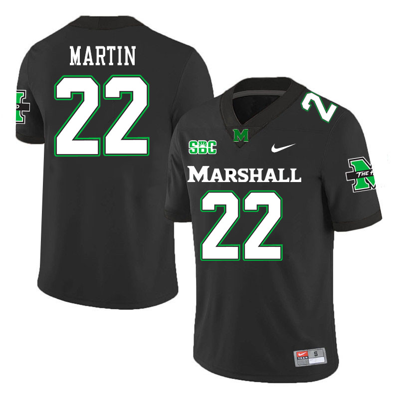 Marshall Thundering Herd #22 Kerion Martin College Football Jerseys,Uniforms-Black